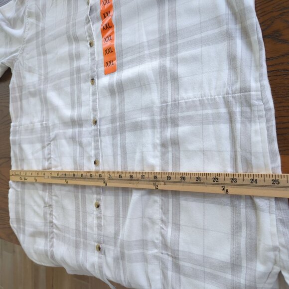 Jach's Girlfriend XXL White & Gray Cozy Plaid Flannel Button down soft Shirt XXL - Picture 13 of 14